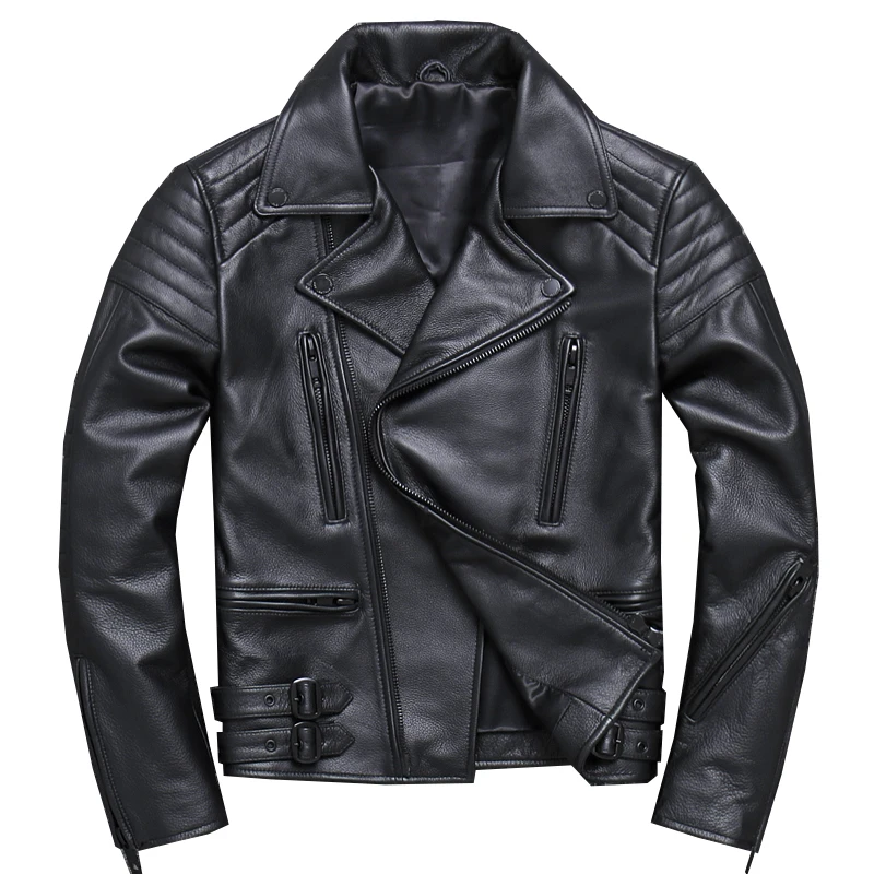 2019 Men's Genuine Leather Jackets Cowhide Motocycle Jackets Black Zippers Biker Leather Coat for Male 2019 Men's Genuine Leather Jackets Cowhide Motocycle Jackets Black Zippers Biker Leather Coat for Male