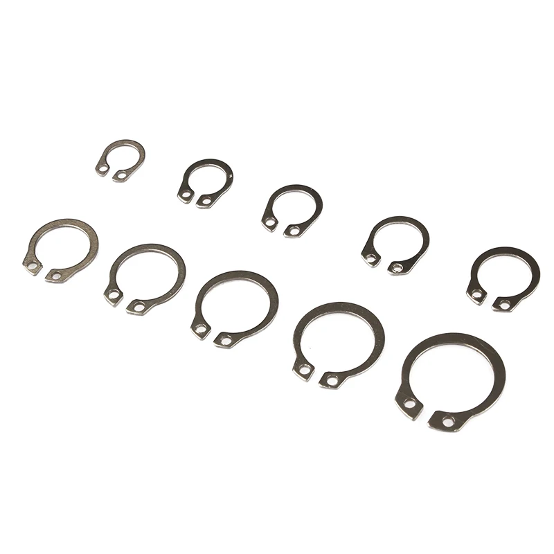 100Pcs M8- M18 Internal External Retaining Circlips C-clip Washers Snap Retaining Ring Circlip Carbon Steel Washer Kit