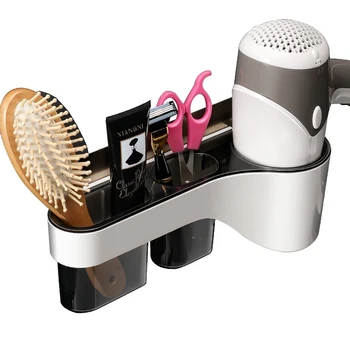

Bathroom hair dryer rack free punch wall hanging bathroom hair dryer rack air tube storage shelf supplies rack