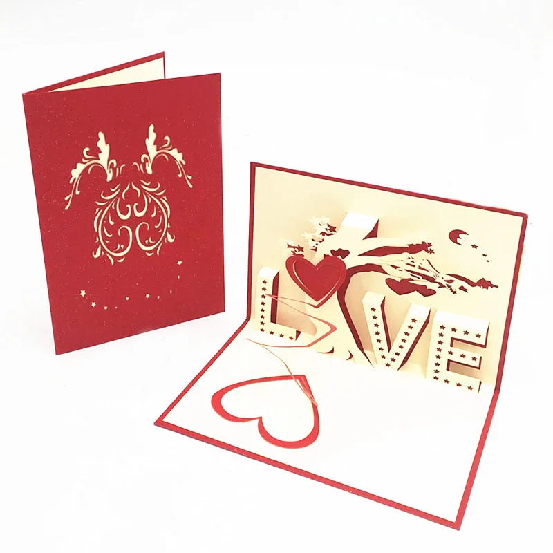 3D Pop Up Greeting Cards With Envelope Laser Cut Post Card For Birthday Christmas Valentine's Day Party Wedding Decoration 1pcs greeting cards