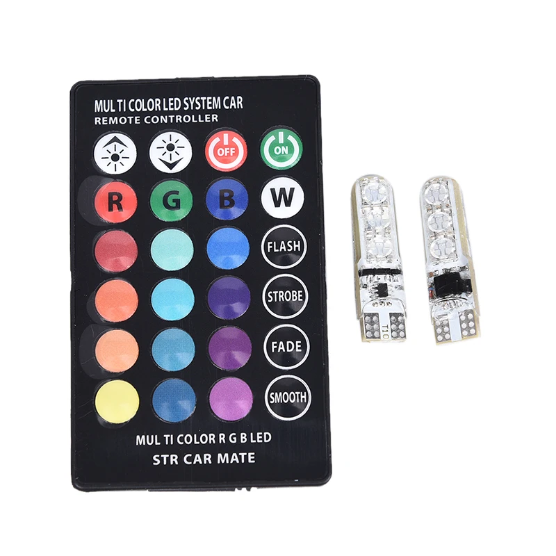 Автомобильный Led T10 5050 6smd цветной с дистанционным управлением Мигающий широкий