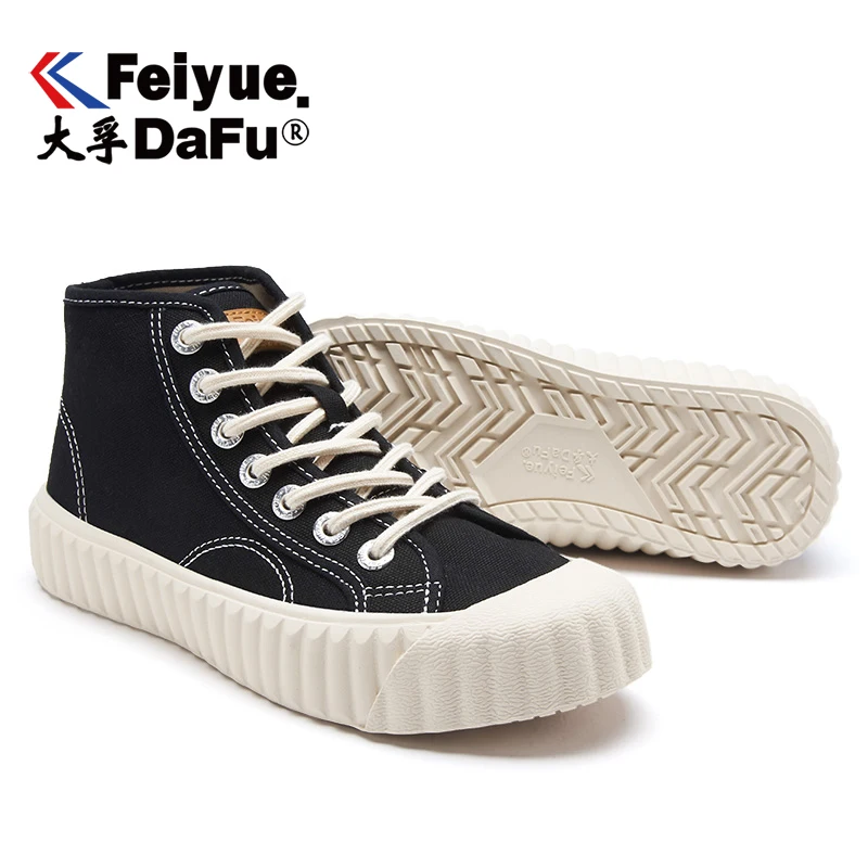 Feiyue/высокие черные туфли на плоской подошве 8335 г. Парусиновые белые кроссовки Женская обувь на плоской подошве повседневная обувь модная Осенняя новая стильная Вулканизированная обувь