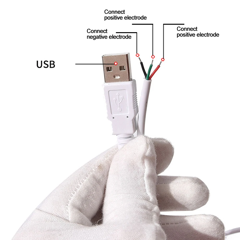 2 м DC5V USB штекер кабель Белый/Черный линия с кнопкой включения/выключения шнур питания для светодиодный лампы