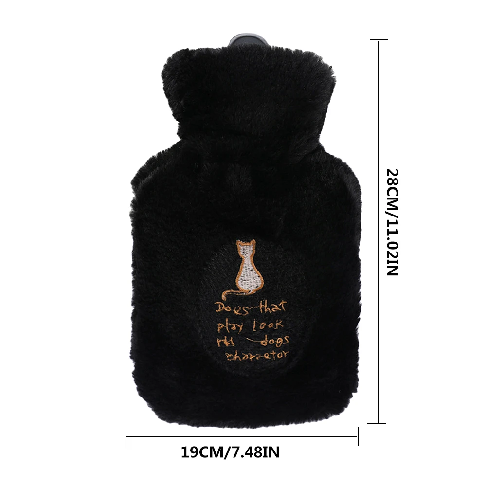 1000ML Hot Water Bottle Plush Winter Plush Portable Hot Water Bag With Cover Rubber Hand Warmer Water-filled Bag Outdoor Camping