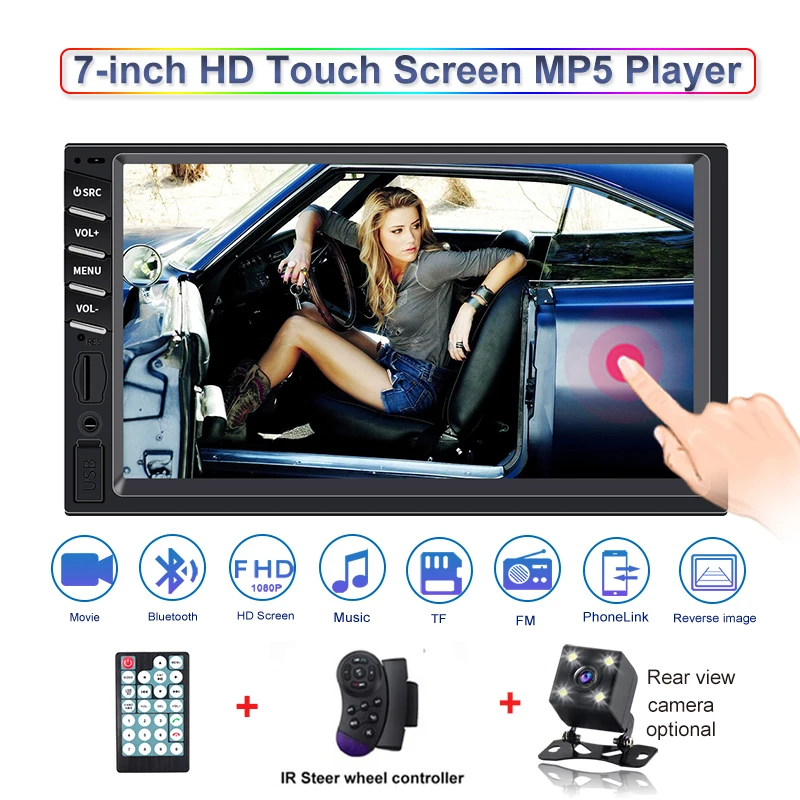 

2din Car Radio 7 Inch Touch Mirrorlink Android Player 2 DIN MP5 Player Autoradio Bluetooth Rear View Camera Tape Recorder