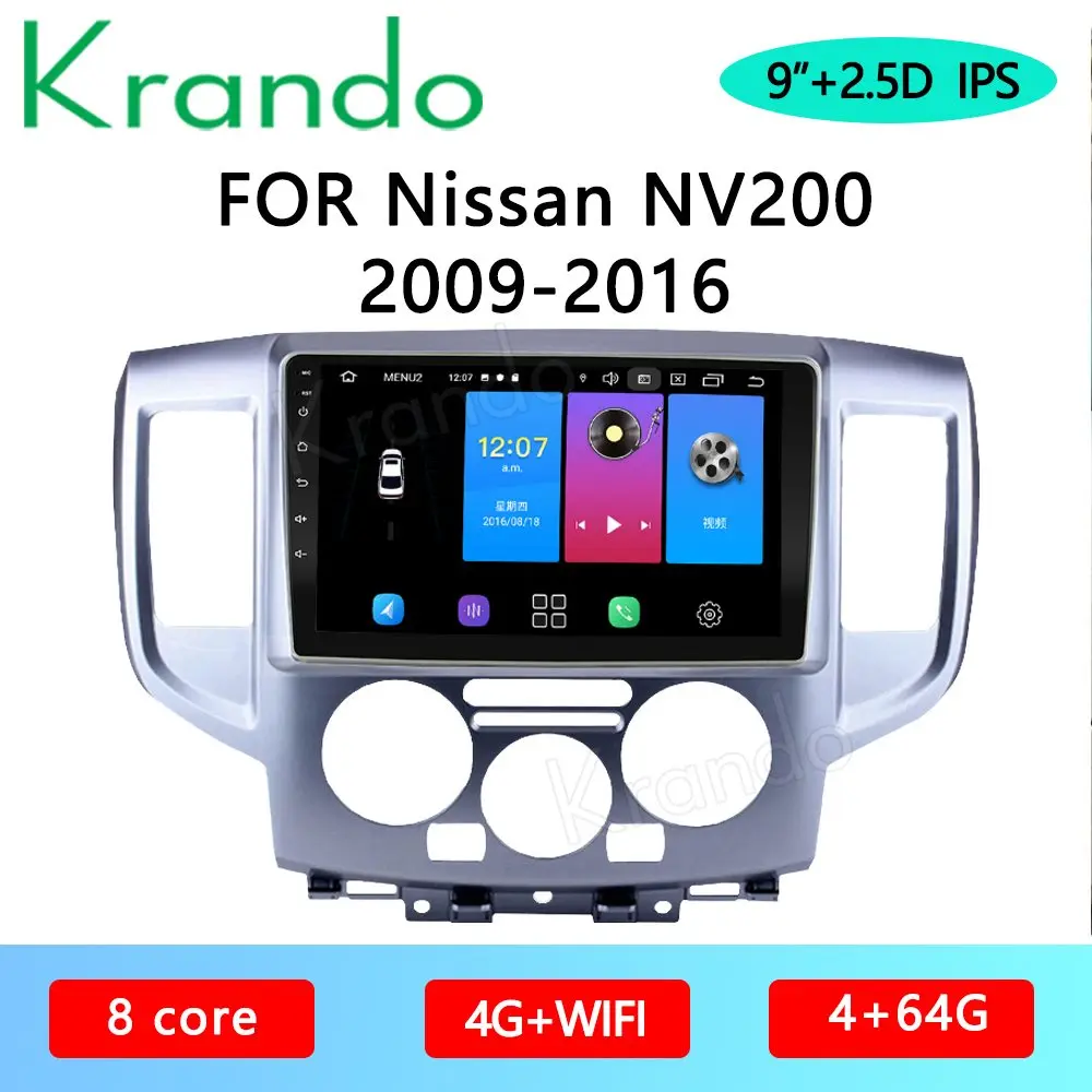 Автомобильное мультимедийное радио Krando Android 9. 0 9 &quotIPS Full Touch для Nissan NV200 10 0-2009 аудио
