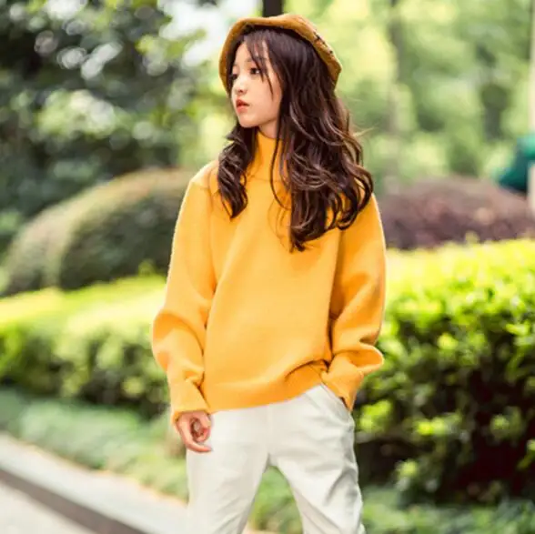 Kids Turtleneck Sweaters Autumn Winter Outwear Girls Sweaters Pullover Children Loose Kids Outfit Tops Pull Enfant Fille