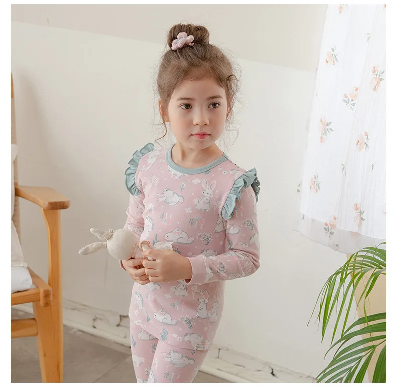 19 Colors Autumn Winter Boy Girls Floral Pajama Set.Cotton Children‘s Flowers Sleepwear Suit Toddler Baby Kids Basic Home Outfit top Sleepwear & Robes