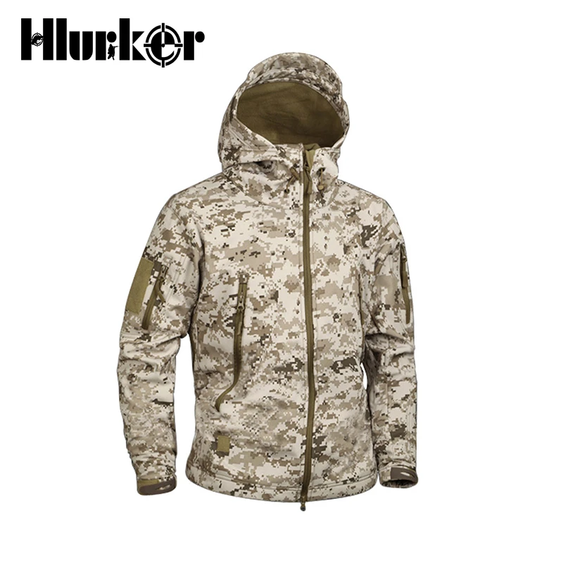 Najtaniej Jesień polowanie Ghillie garnitury wojskowy kamuflaż z polaru Softshell kurtka turystyczna mężczyźni armia Tactical wielu Camo męskie wiatrówki