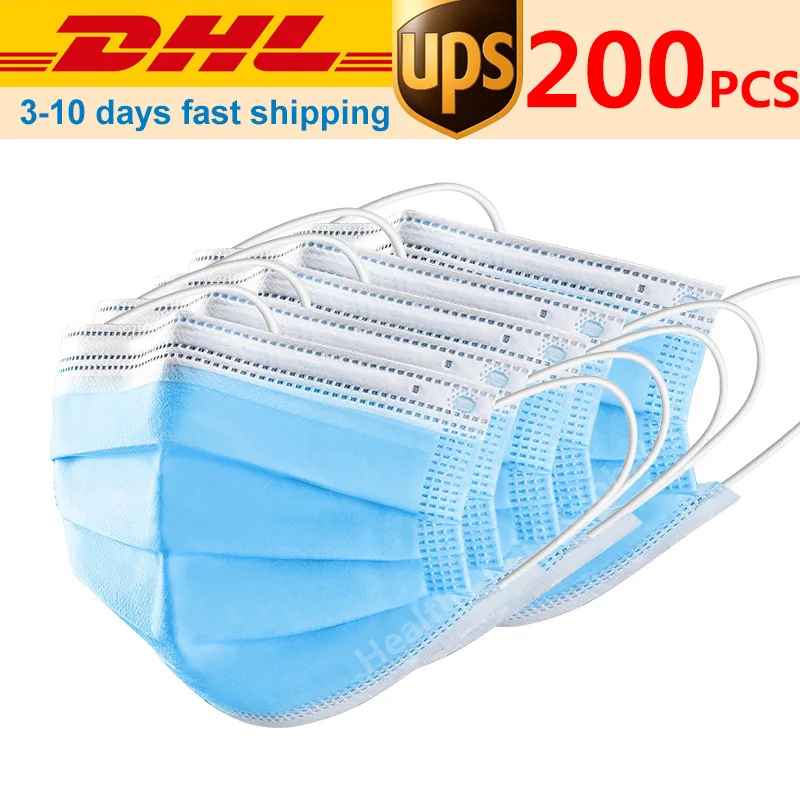 

Fast Shipping DHL UPS 3 Ply Face Mask Dust-proof Masks Disposable Face Masks Elastic Ear Loop Dust Filter Safety Mask Wholesale