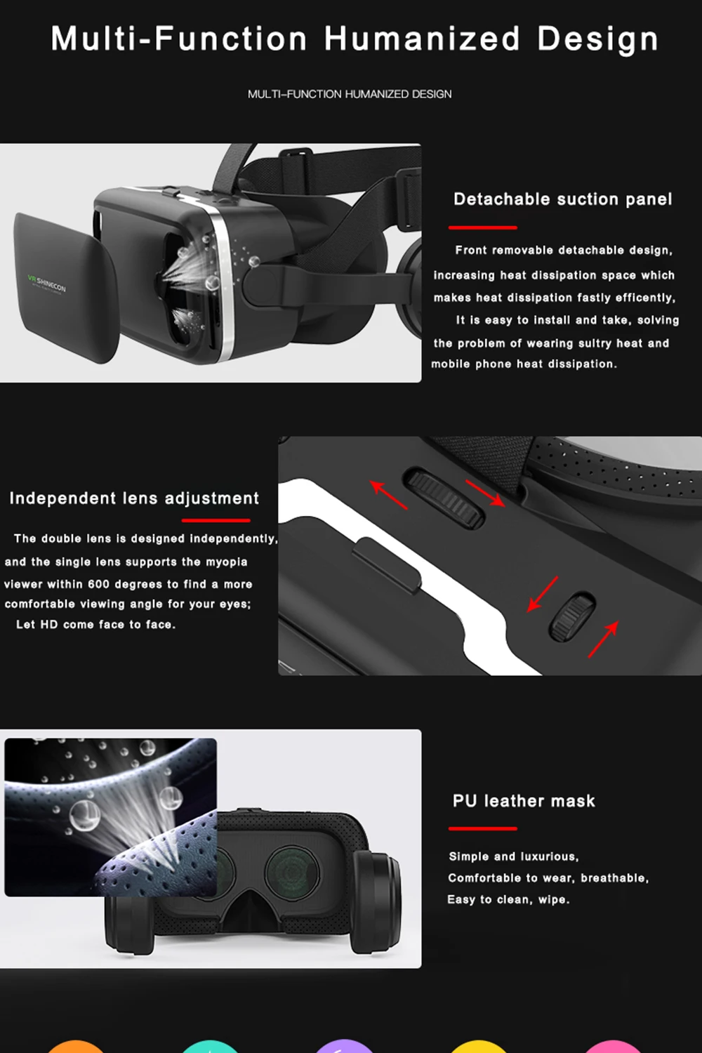 Shinecon VR очки 3D VR Очки виртуальной реальности 3D очки гарнитура шлем для iPhone Android смартфон стерео Прямая поставка