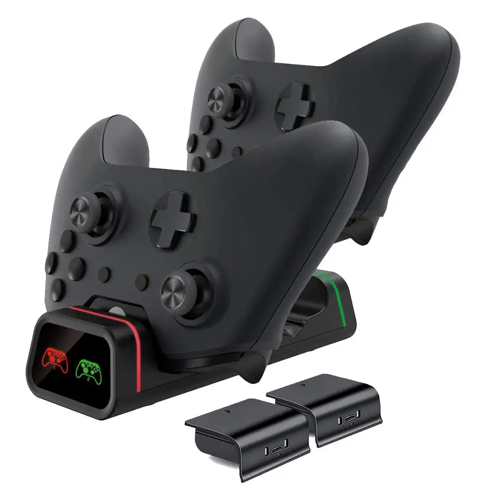 1 Для Xbox One/S/X контроллер зарядное устройство, GYORGKSHI двойная консоль зарядная док-станция Подставка с 2x800 мАч перезаряжаемая батарея - Цвет: 1