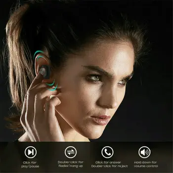 

Bluetooth 5.0 Headset TWS Wireless Waterproof Dual Earphones Music Sport Mini In-Ear Earbuds 5D Stereo Sport Bass HiFi Earphone