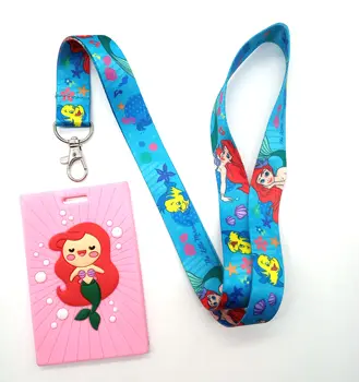 

1 pcs cartoon Ariel princess Lanyard Key Lanyard Cosplay Badge ID Cards Holders Neck Straps Keyrchains K20