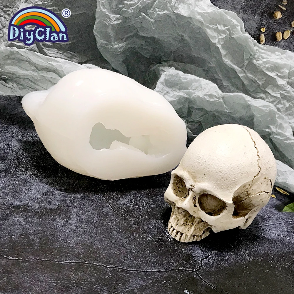 3D Skull Head Silicone Candle Mold DIY Chocolate Candy Resin Gypsum Making  Mould Halloween Fondant Cake Decorating Tools - AliExpress