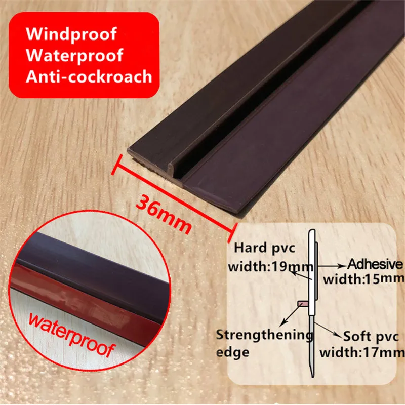 Sealing Strip Door Seal Practical Floor Stickers Transparent Windproof Sealing Strip Door Sealing Strip Durable Dustproof - Цвет: Brown