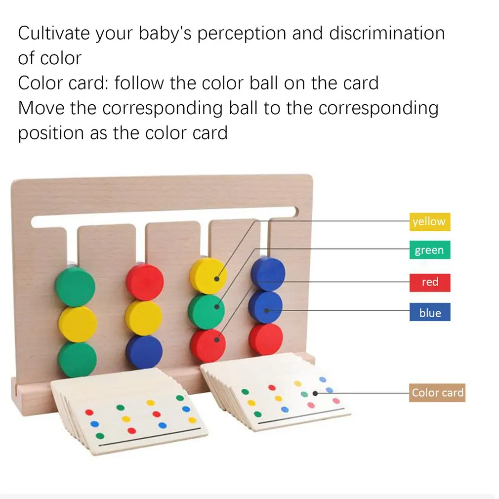  Montessori Education Four Color Game Wooden Toys Early Learning Toys Children's Puzzle Chess Teachi - 4000446017208