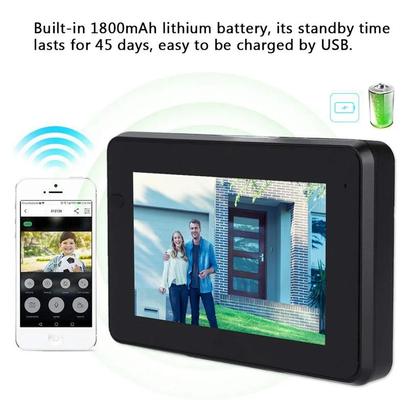 Wifi смарт электронный кошачий глаз видео дверной звонок Pir Обнаружение движения/инфракрасное ночное видение/мобильный удаленный мониторинг/опционально мульти