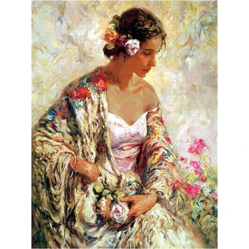 

DIY Diamond Painting Cross Stitch Russian woman Needlework Home Decor Full square Rhinestone Mosaic 5D round Diamond Embroidery