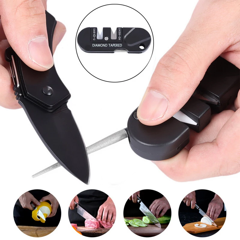 

Portable Tungsten Ceramic Carbide Knife Whetstone Sharpener Sharpen Fish Hook Pocket Diamond Tool Camping Hiking Outdoor Sports