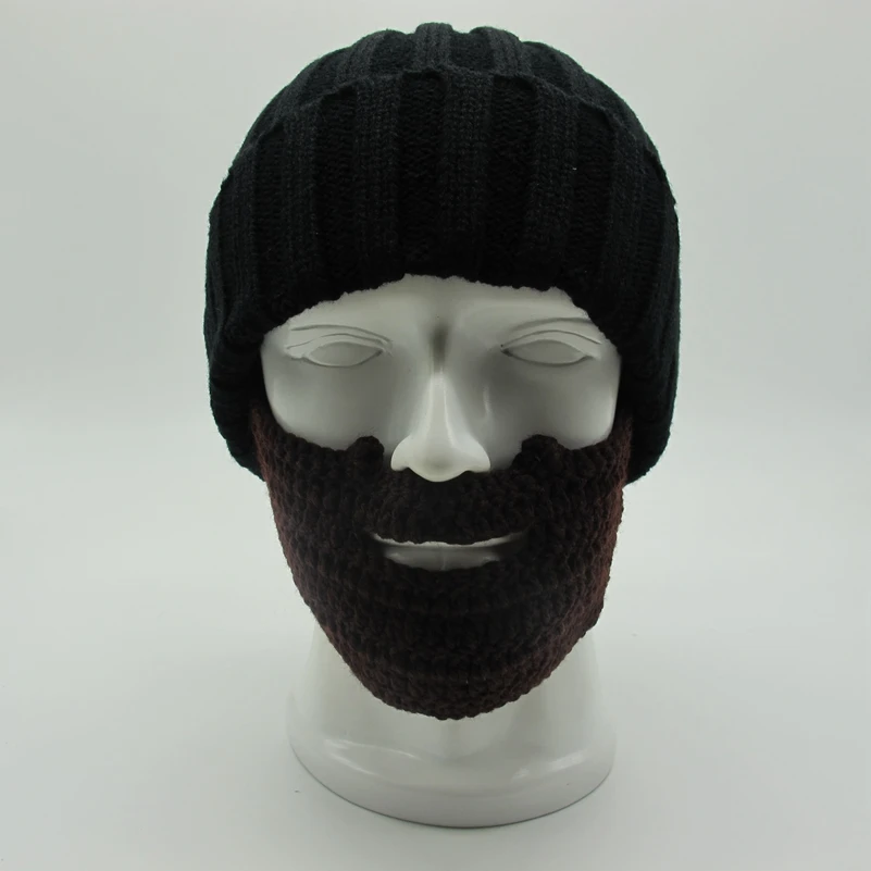 New Winter Knitted Hat For Women Men Outdoor Original Warm Beard Hats Face Mouth Mask Detached Beanie Adults Cap