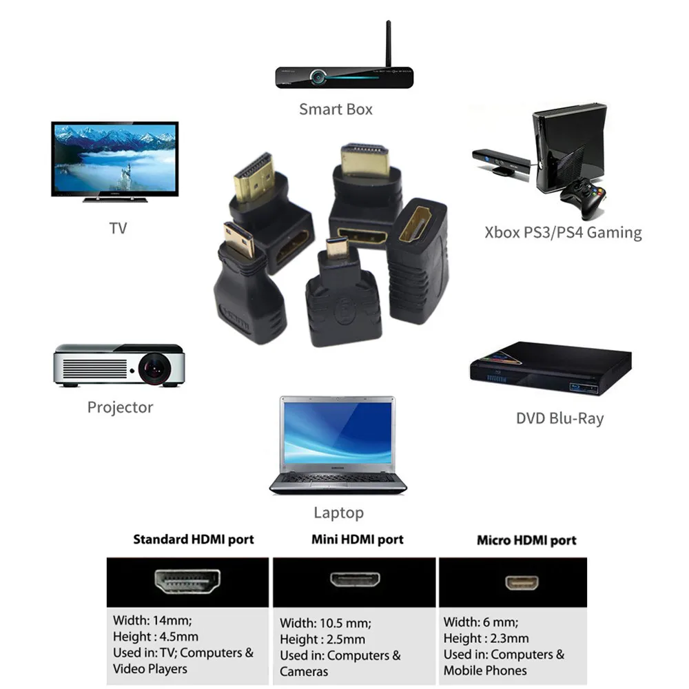 HDMI конвертер мини HDMI микро hdmi-кабель, адаптер 90/270 градусов угол M/F HDMI к HDMI F/F мини микро к HDMI мужчин и женщин