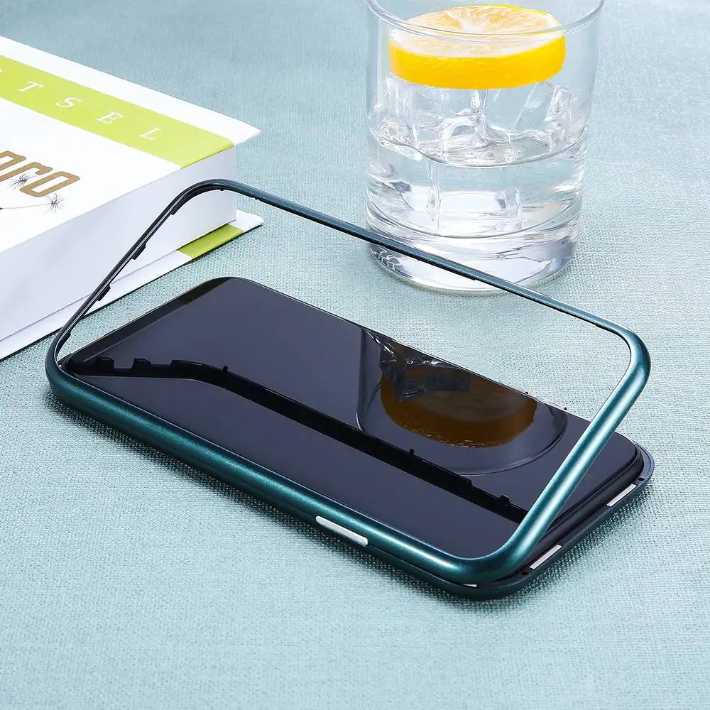 KISSCASE металлический магнитный чехол для iPhone 11 11 11 Pro Max чехол темно-зеленый Стекло магнит чехол Крышка