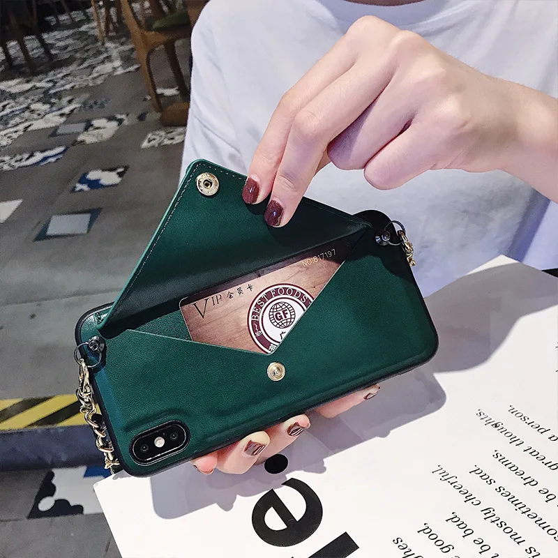 

Leather card pocket mobile phone case inclined female full-bag silicone Backpack for iphone xr case iphone 6s case 7 8 XS XSmax