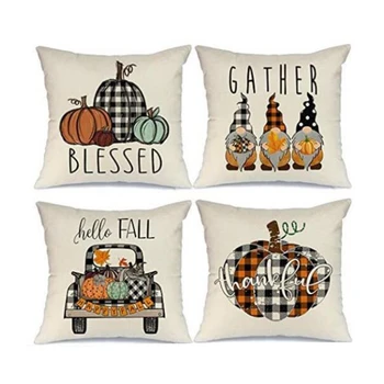

Covers Set Of 4 for Fall Decor Farmhouse Thanksgiving Pumpkin Outdoor Fall Pillows Decorative Throw Pillowscases