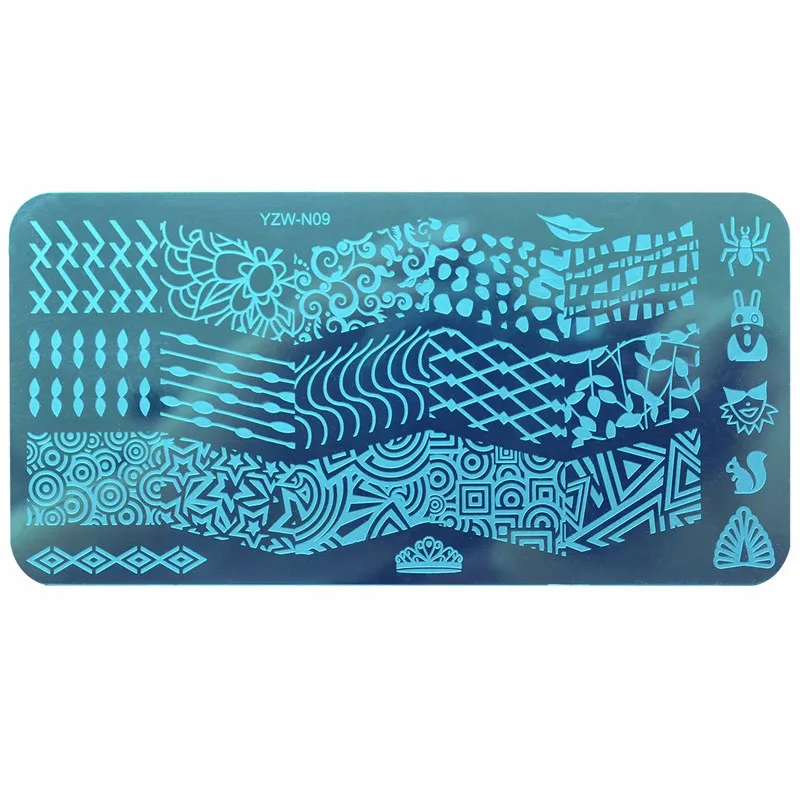 1 Pc Newly Original Design 6*12cm Rectangle DIY Nail Art Image Stamp Stamping Plates Nails Template#YZW-N09