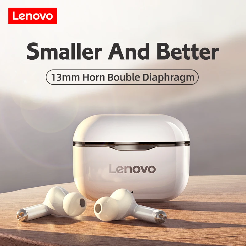Lenovo-auriculares inalámbricos LP1 con Bluetooth, dispositivo deportivo resistente al agua, con cargador de 300mAh, sonido de estéreo HIFI y micrófono