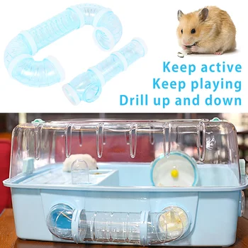 

Pet Toys Hamster External DIY Pipeline Tunnel Fittings Tube Exercise Cage Accessories Blue and White