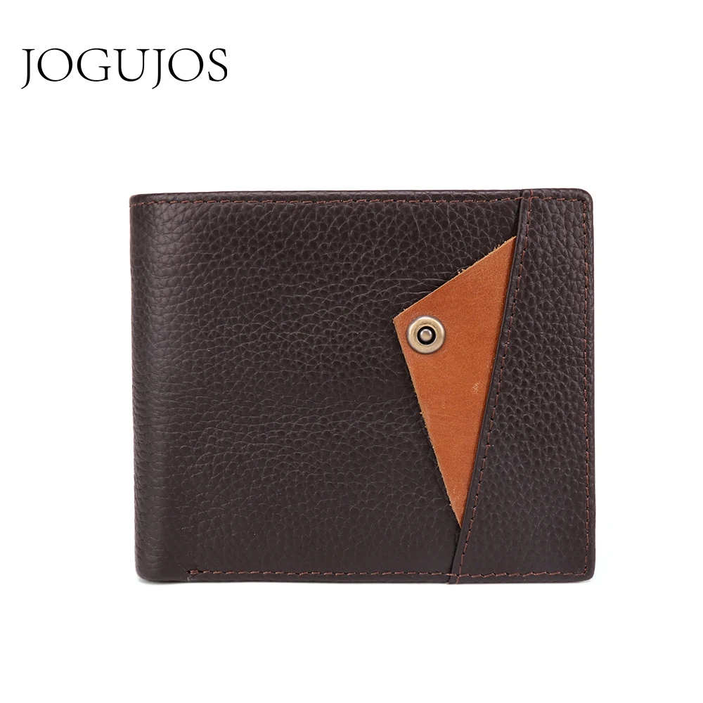

JOGUJOS New Genuine Leather Men Wallet Vintage Credit Card Holder RFID Wallet Luxury Leather Men Wallet Zipper Coin Purse Man