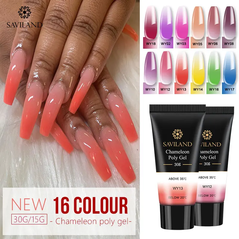 

SAVILAND Changing Color Polygel 30ml 15ml Thermal Extension Nails Art Camouflage Jelly Crystal Uv Builder Poly Gel Nail Polish