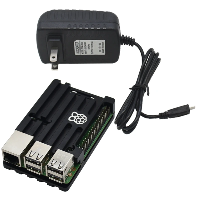 3 в 1 для Raspberry Pi 3 Model B+(Plus) плата+ Cnc алюминиевый чехол+ 5 В 3 А адаптер питания с Wifi и Bluetooth