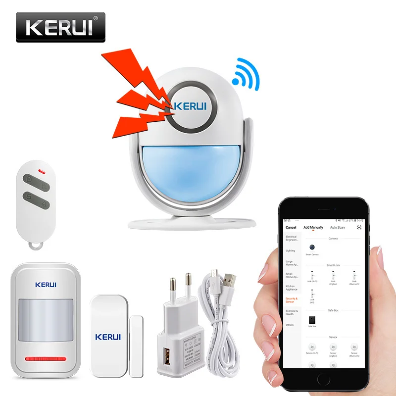 Система охранной сигнализации KERUI ИК датчик движения 120 дБ Wi Fi|Комплекты для