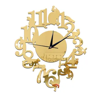 

Gz004 Acrylic Black Cat Wall Clock Wall Clock Study Room Bedroom Wall Stickers Waterproof
