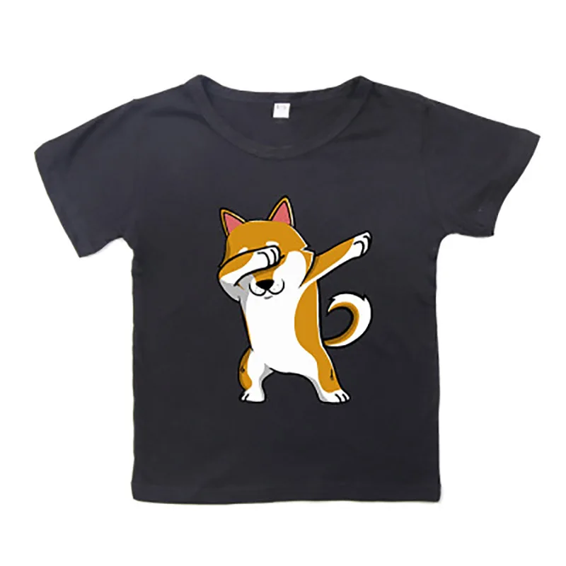 Детская футболка с принтом милой собаки Шиба ину, Однотонная футболка одежда для маленьких мальчиков и девочек модная футболка для колье Подарочное платье, футболка