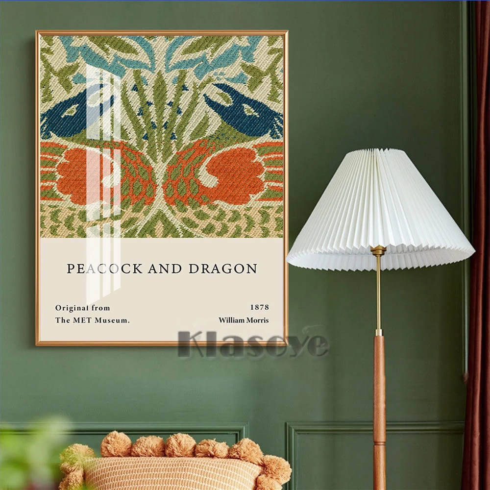 

William Morris Art Craft Movement Botanical Prints Poster Peacock Dragon Textile Pattern Canvas Painting Living Room Home Decor
