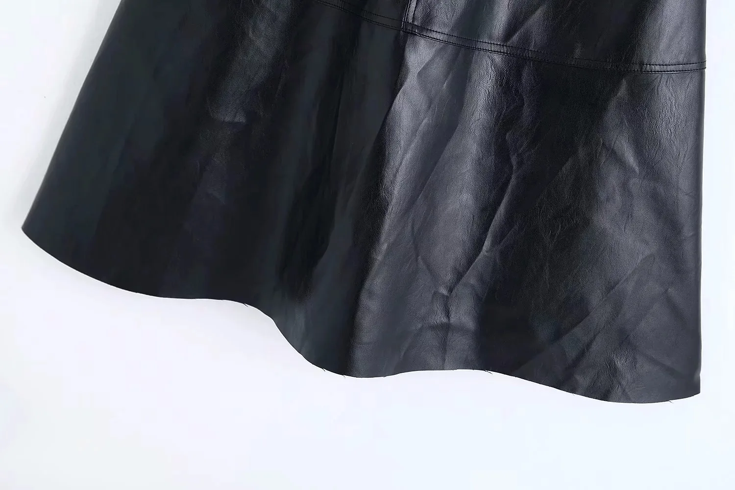 ZA осень зима Женская однотонная искусственная кожа А-силуэт Высокая талия черная искусственная кожа длинная Плиссированная Повседневная панк макси юбка женские юбки