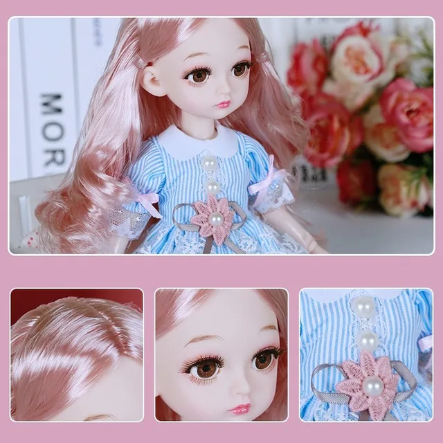 New 32CM Bjd Doll for Girl 22 Joints Doll with Fashion Dress 1/6 DIY Doll Dress Up Gifts for Girl Toy 5