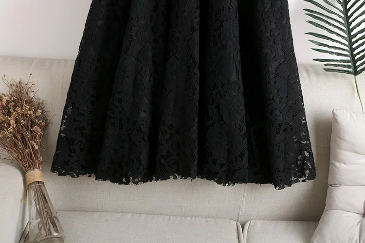 skorts for women 2020 autumn and winter new retro style Fashion Long Lace Openwork Skirt Lady Dating Clothes Pleated Free Size Tulle Maxi Skirts long skirts