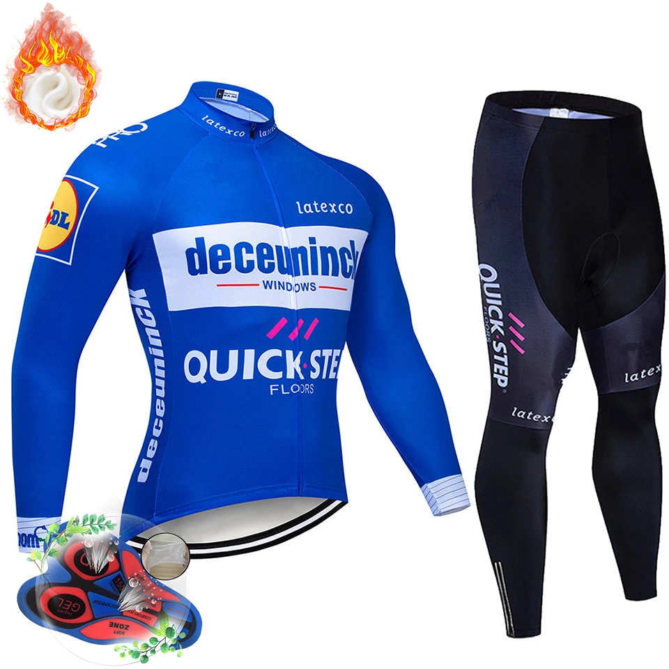 Белый Pro Team быстрый шаг Велоспорт Джерси 9D Bib набор одежды для велосипеда из Бельгии Мужская Зимняя Теплая Флисовая велосипедная Одежда для велоспорта - Цвет: Белый