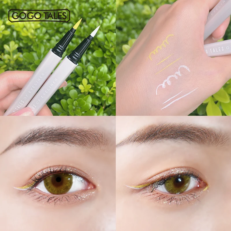 

Gogo tales colorful eyeliner pencil white red brown yellow pigment long lasting waterproof liquid matte eyeliner pen AC135