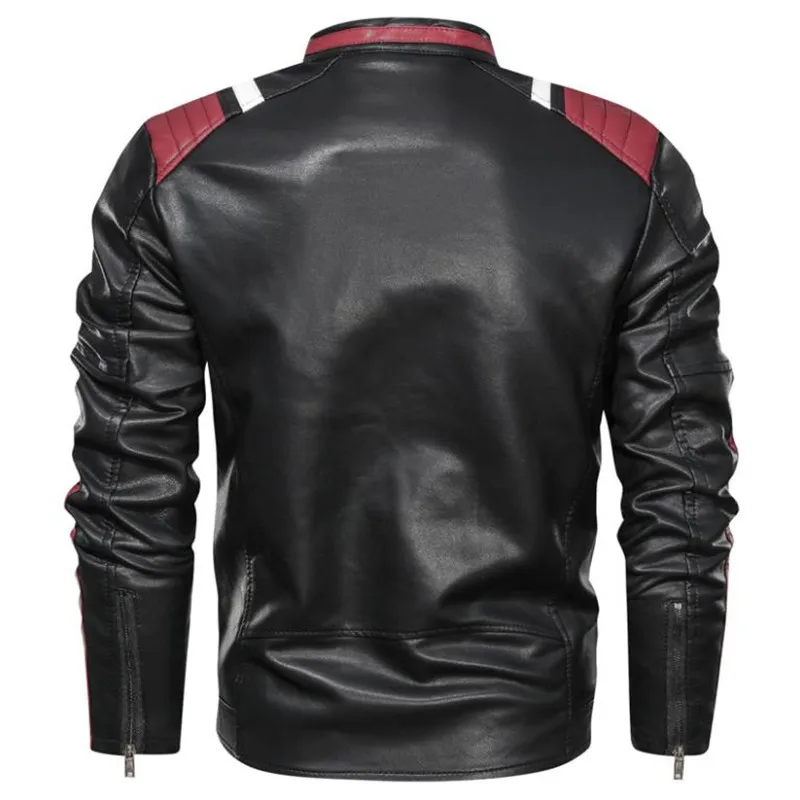 2022 Men's Leather Jackets High Quality Stand Collar Jacket Leather Men Patchwork Motorcycle Winter Coat Mens Biker Jacket tall leather jacket