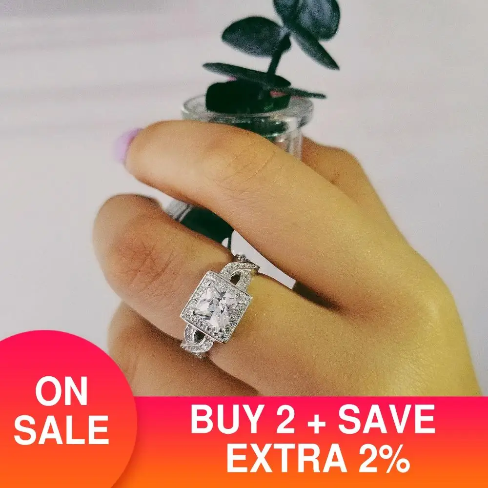 Кольца из стерлингового серебра 925 пробы обручальные кольца с вырезом принцессы