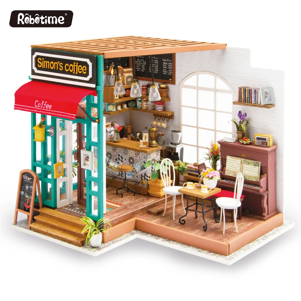 

Art DIY Hut Creative Entirely Handmade Assembled Simon Time Cafe Micro Landscape Model Crafts Gift