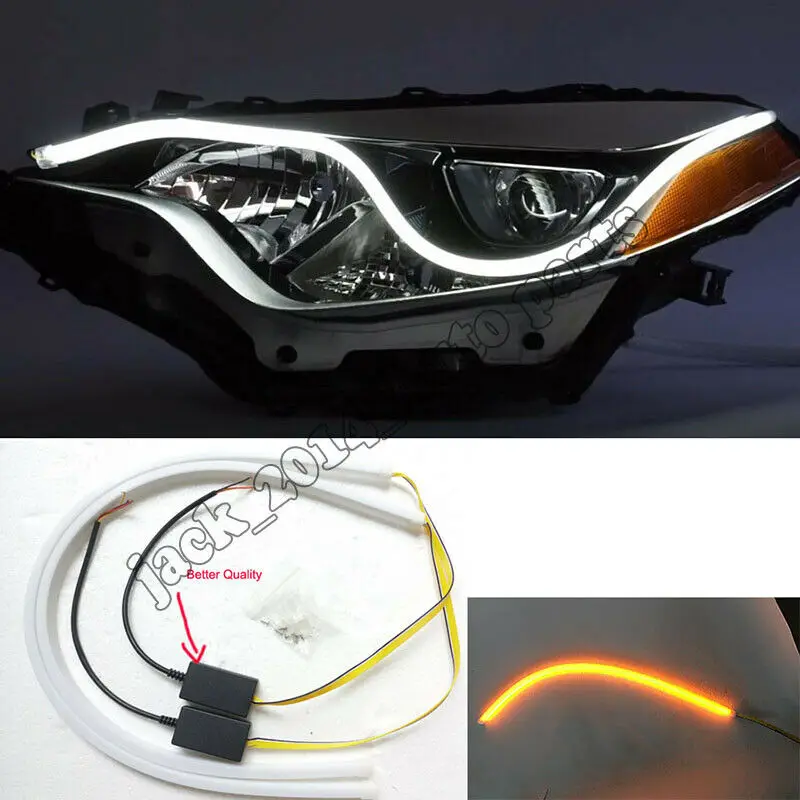 60 Centimetri Auto Flessibile Switchback Bianco/Ambra Led Knight Rider Luce Di Striscia Faro
