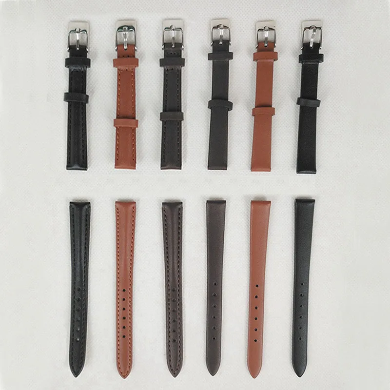 10 мм Натуральный кожаный ремешок для часов для мужчин и женщин высокого качества аксессуары для часов коричневый черный Универсальный