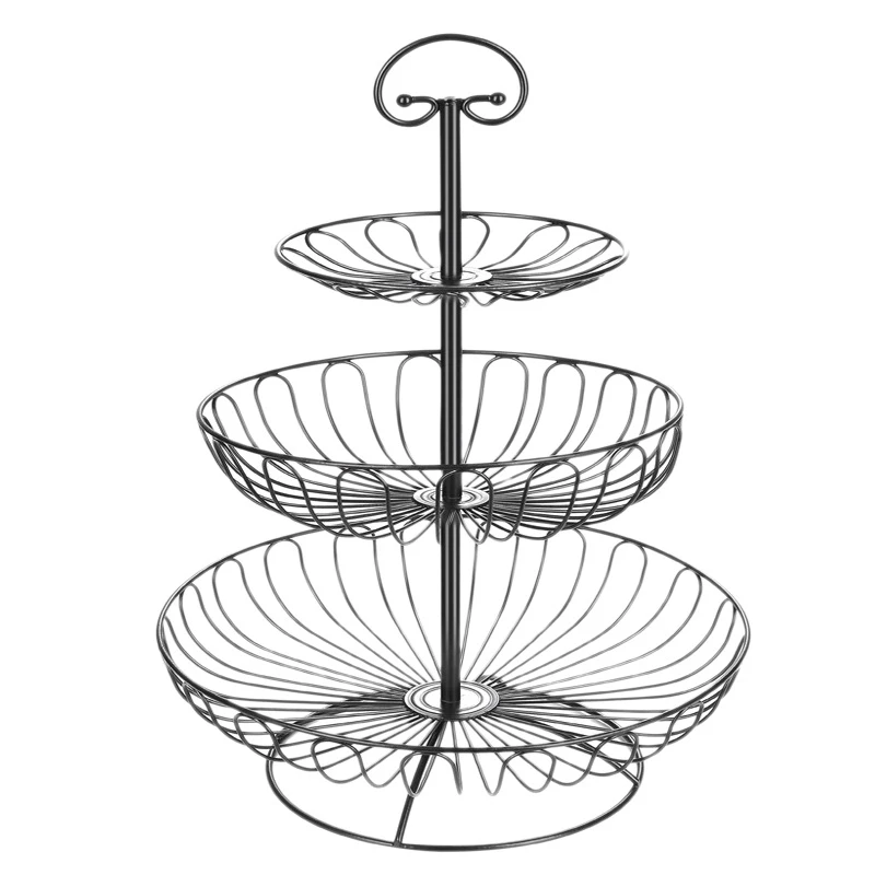 3 Layer Fruit Plate Countertop Metal Basket Retro Style Tray Rack Storage Household Detachable Cake Stand | Дом и сад